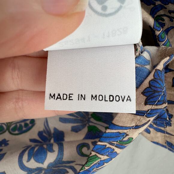 Summum Top Womens Medium Blue Floral One Shoulder Cottagecore Boho Ruffle - Picture 5 of 10